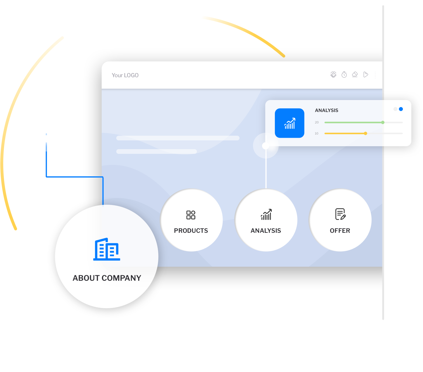 Graphic representation of meeting schemes within the Salesbook presentation module.