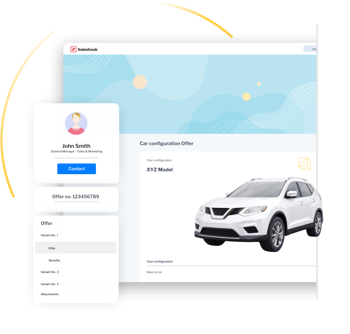 Screen of a vehicle sales software showing a fast and tailored proposal for a car sale.