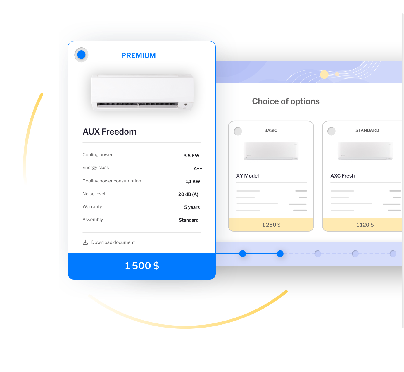 Screen displaying packages and dedicated offer creation for renewable energy sales.