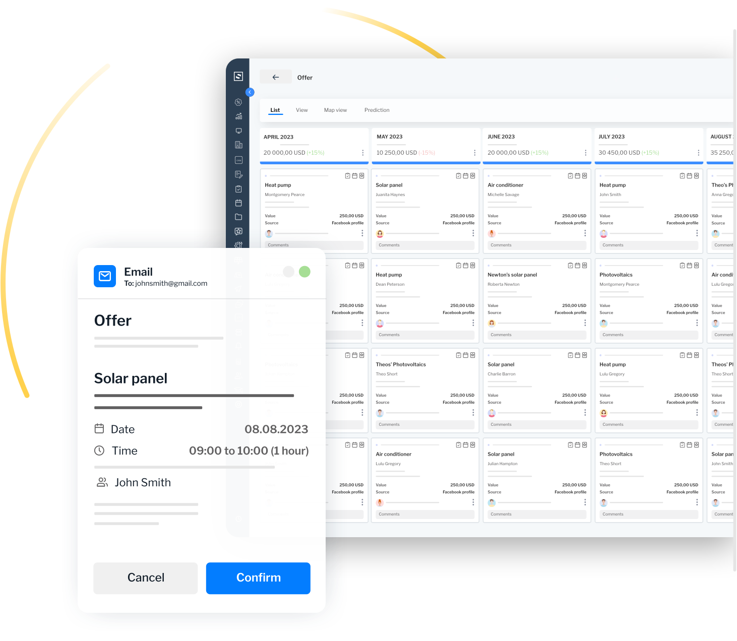 Screen of a comprehensive CRM for managing sales workflows and customer engagement.